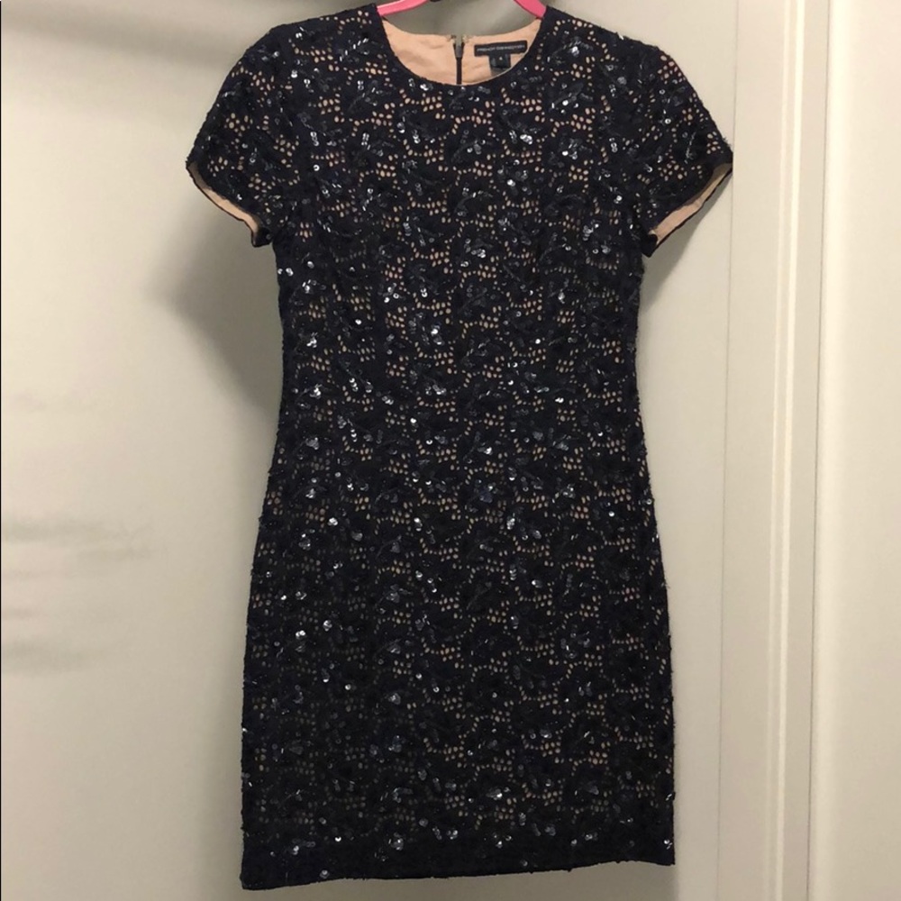 FRENCH CONNECTION Blue Beaded Dress